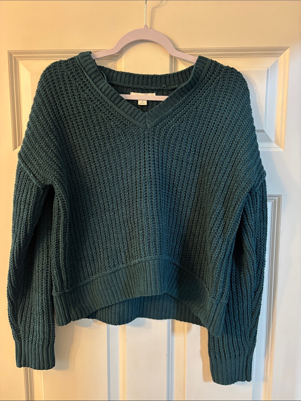 Aeropostale Deep Teal V-Neck Chunky Knit Sweater
